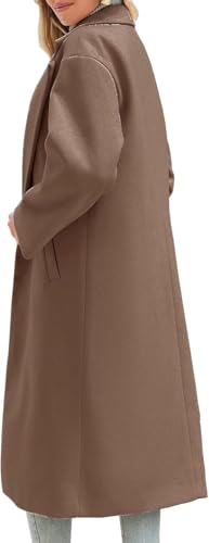 Women's Winter Pea Coat Notch Lapel Single Breasted Oversized Long Casual Wool Blend Overcoat3