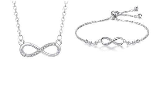 Image of Nilu's Collection Infinity Shape Cubic Zirconia Diamond Bracelet for Women Jewelry for Gift, Adjustable Charm Bracelet