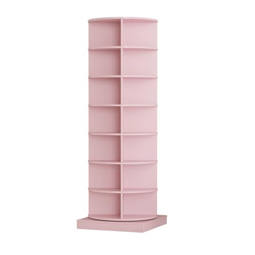 Image of HKLYRHIMO Rotating Storage Rack-American Design White-7-Tier Spinning Storage Rack,Free Standing 360 Revolving Shoe Organizer-for Bedroom,Livingroom,Hallway. (Pink,7-Tier with Base)