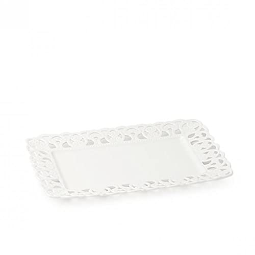 Hervit Vassoio Rettangolare in Porcellana Traforata 36X25Cm