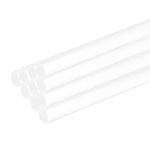 MECCANIXITY 10pcs Acrylic Round Rods 23/64" x 10" Clear Acrylic Dowel Rods Sticks Plastic Sticks Strip for DIY Crafts Lighting Gardening Decorations - 9mm x 250mm