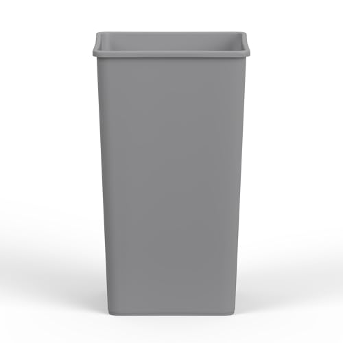 Image of 50 Gallon Gray Square Commercial Trash Garbage Can | Outdoor Office Restaurant School Kitchen