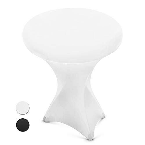 White Spandex Cocktail Table Cover - Fitted High Top Round Table Cloth,Â  Round Tablecloth Covers for Bar Table, Pub Table, Round Kitchen Table, High Top Table, Bistro Table, other Tables and Cocktails