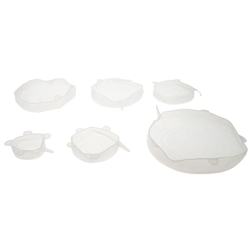 CIYODO 6 Piezas Tapas de Silicona Reutilizables Flexibles Cubiertas Herméticas y Elásticas para Alimentos Frescos Adaptables Cuencos y Recipientes Ecológicas y Transparentes para Cocina