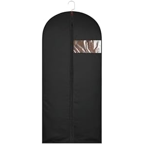 62-Inch Garment Bags Covers,Hanging Clothes Bag, Suit Cover Bags with Clear Window for Hanging Closet Clothes Storage and Travel (Black)