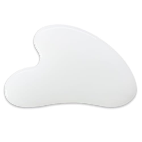 Image of Gua Sha Jade Stone Gua Sha Massage Tool, Guasha Tool for Face and Body Skin Massage. Tools for SPA Acupuncture, Pink Stone for Body Face Neck and Eye, Skin Care Gift for Woman (White)