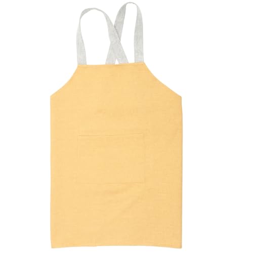 STOBAZA Solid Color Thick Apron Kitchen Apron Tool Apron Pockets Cooking Apron Packet Design Apron Artist Apron Reusable Chef Apron Working Aprons Apron for Bbq Apron Yellow Cotton