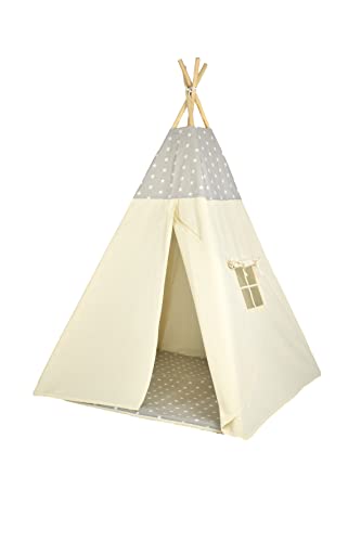 Tipoo - Shapra Krzysztof Kozioł tip (47) nen kindertent met 3 kussenmatrassen, stabiele tent voor een meisje en een meisje voor thuis en in de tuin,Beige - Afbeelding 6
