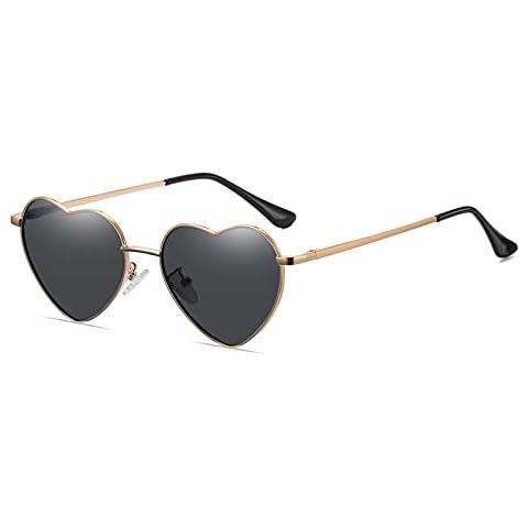 Vintage Rimless Love Heart Sunglasses - Metal Frame for Women Men Trendy Frameless Red Pink Heart Shaped Glasses Party Funky Cover