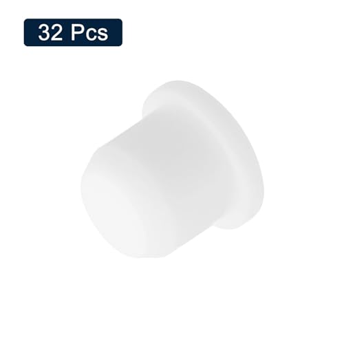 Image of uxcell 32 Pieces White Rubber Stopper, 10.5mm Plug Holes for 10-10.3mm /0.39-0.41 inch Hole