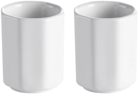 luzen 2Pcs Ceramic Toothpick Holder Simple Small Toothpick Cup Holder Home Kitchen Storage Gadgets Toothpick Dispenser for Hotels, Restaurants, Home Party Use, White image 5