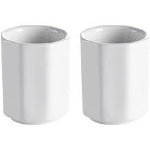 luzen 2Pcs Ceramic Toothpick Holder Simple Small Toothpick Cup Holder Home Kitchen Storage Gadgets Toothpick Dispenser for Hotels, Restaurants, Home Party Use, White