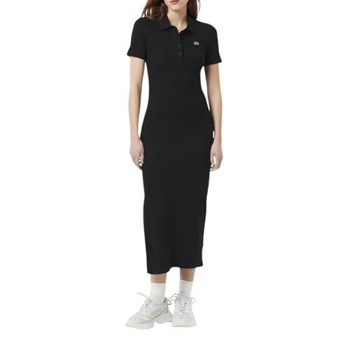 Lacoste Women's Long Ribbed Cotton Polo Dress, Black, 0 at Amazon Women's  Clothing store