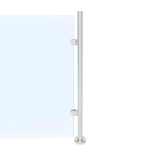 Postes de acero inoxidable 316 de 110 cm, valla de alta calidad con 2 abrazaderas de cristal, barandilla de cristal para balcones, para exteriores, barandillas centrales y esquineras, para vidrio de