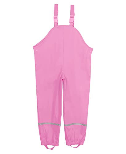 Alla Sim Girls Waterproof Suspender Rain Pants Outdoor Rain Bib Pink 9-11