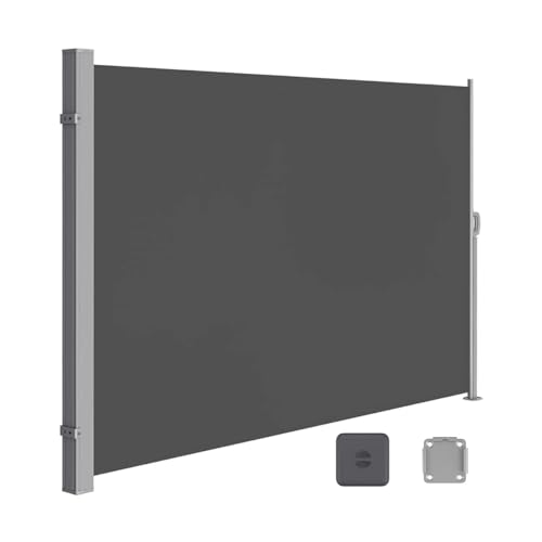 Store latéral rétractable en aluminium beige pour protéger votre balcon du vent
