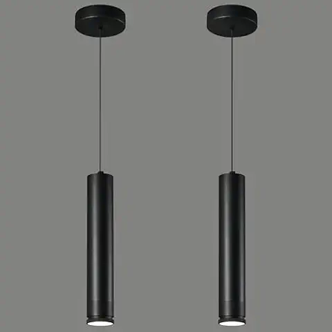 LIANGMH Adjustable Focus LED Pendant Lights Kitchen Island 2 Pack Black Pendant Light Mini Modern Pendant Lighting for Kitchen Bedroom Dining Room Cylinder Pendant Spot Light, 4000K Cover