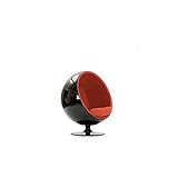 fauteuil ball chair finn stone style Largeur : 100 cm. Fauteuil Boule, Ball Chair Coque Noir/intérieur Velours Orange. Design 70\'s.