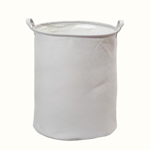 Image of Nursery Storage Basket, Large Barrel Shaped Canvas Laundry Hamper With A Waterproof PE Coating, Foldable, for Kids, Boys and Girls, Bathroom and Bedroom Set, Clothes,Toys Bin.(Grey)