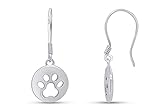 Wishrocks Circle Dog Paw Print French Hook Dangle Earrings Jewelry For Women in 14k White Gold Over...