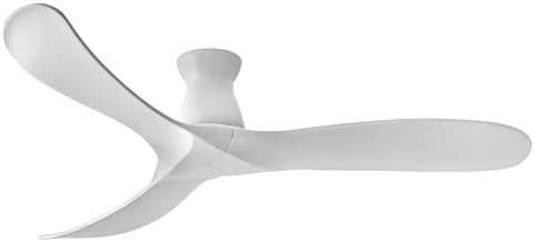 Hinkley Swell 60" Indoor/Outdoor Flush Mount Smart Ceiling Fan with Remote, Modern Propeller Design, Damp-Rated, Wooden Blades, Matte White