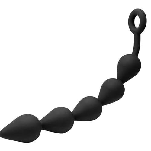 Perles anales en silicone à 5 boules progressives et anneau de traction pour initiation