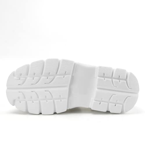 Tianxico Women's Chunky Platform Sandals,Lug Sole Goth Sandals Open Toe Punk White Platform Sandals With Multi Buckle (Lilu3-Wh Us8) #TOP4