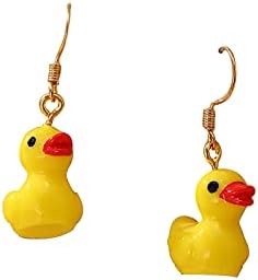 Cute Duck Dangle Earrings Colorful Yellow Blue Purple Duck Animal Resin Drop Earrings for Women Girls Jewelry(A)