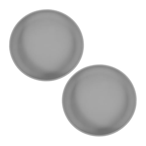 SOESFOUFU 2pcs Dark Grey Spill Proof Silicone Scoop Dish Set for Seniors and Disabled Individuals Suction Base Anti Spill Feeding Plates for Adults with Limited Mobility