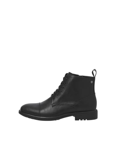 JACK & JONES Jfwbarbican PU Boot, Botines con Cordones Hombre, Antracita, 43 EU