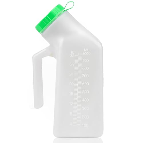 Zyiphor 1000ml Urinoir Homme Portable Urinal Homme Pistolet Urine Homme avec Couvercle Bouteille D'urine en Plastique Urinaux Bouteilles D'urine pour Hommes