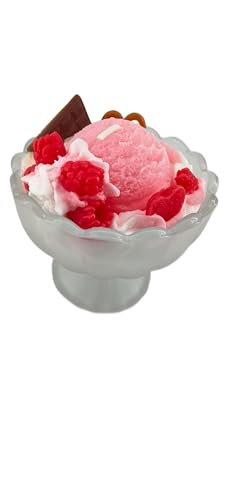Generic Ice Cream Aromatherapy Candles Glass Goblet Decorative Dessert Shape Fruits Fragrance Birthday Festival Party Mother Gift (Vanilla Raspberry)