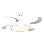 MiKoMiKa Ventilador de techo 96W con luz LED 60W+DC 36W en 3 Temperatura con Mando a Distancia -Motor DC Eficiente y Silencioso,aspas desplegables, 6 velocidades, control remoto, temporizador (F8808)