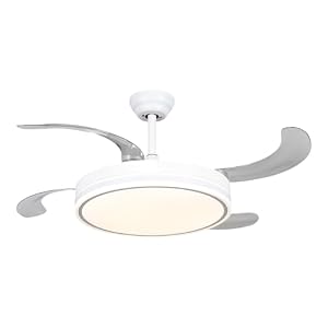 MiKoMiKa Ventilador de techo 96W con luz LED 60W+DC 36W en 3 Temperatura con Mando a Distancia -Motor DC Eficiente y Silencioso,aspas desplegables, 6 velocidades, control remoto, temporizador (F8808)