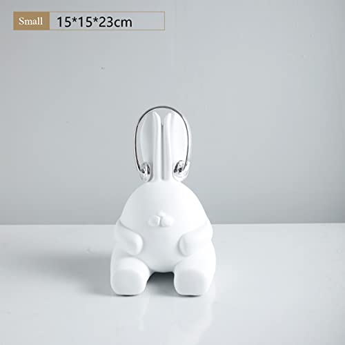 Sculpture lapin blanc en résine moderne pour déco salon - 5
