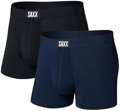 SAXX Men's Ultra Super Soft Trunk Fly 2-Pack Underwear - Black/Navy, Medium