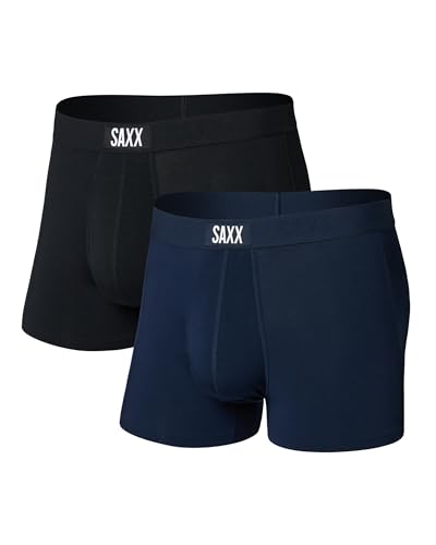 SAXX Underwear Co. Men's Ultra Super Soft Trunk Fly 2-Pack, Black/Navy, Medium