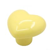 Stilvoller Keramik-Schubladenknauf in Herzform mit Kupferakzent und ohne Bohren, Montagemöglichkeit für moderne Küchenumgestaltung (hellgelb)