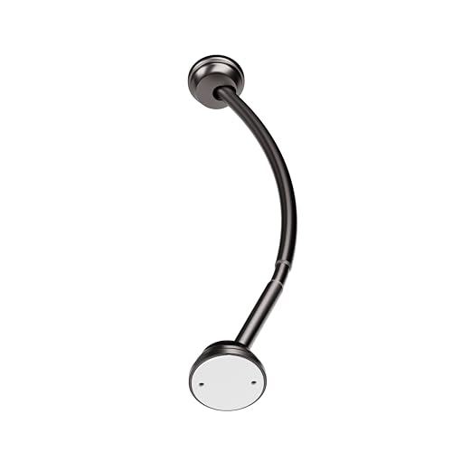 Zenna Home No Drill Curved Shower Curtain Rod 32 - 40 Inches Adjustable Shower Rod for Small Tubs or Showers Easy Install Choice of No Drilling Tension or Wall Mount Rustproof Bronze