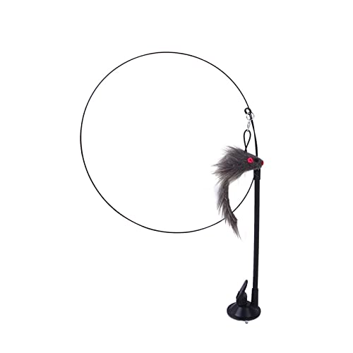 NARBOR Sucker Teasing Cat Stick can Adsorb Hand held Steel Wire Single Head Double Head Feather Replacement Head Set Pet Toys (Color : Single Rod Squirrel) Cover
