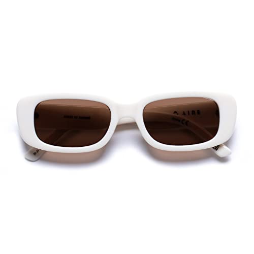 Image of AIRE Ceres Sunglasses - White, Rectangle, Unisex, Sleek and Slimline Style