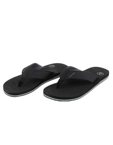 Image of Volcom Men's Victor Sandals - Water-Friendly Flip Flops With Comfort Foam Footbed, Vintage Black, 10
