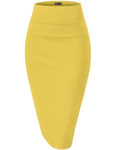Image of Hybrid & Company Women's Premium Nylon Ponte Stretch High Waist Pencil Suit Skirt Below Knee
