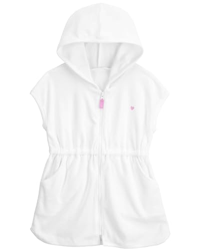 Carter's Girls' Terry Swim Cover Up (White/Purple, 4T)