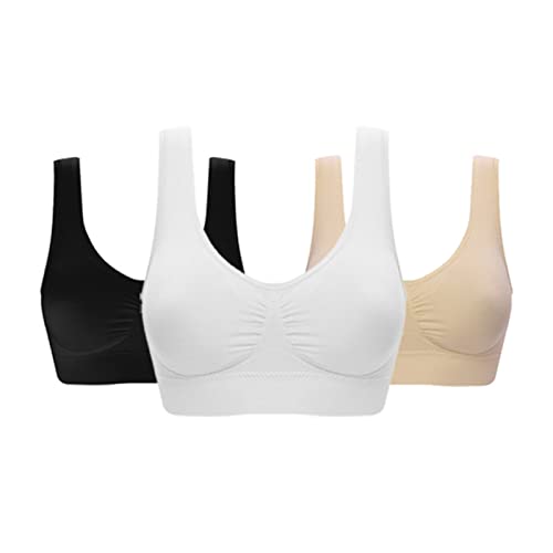 WISREMT 3 pièces Soutiens-Gorge de Sport Compression sans Fil Soutien-Gorge pour Femmes sans Couture Amovible Tasses entraînement Exercice Yoga Gym Soutien-Gorge Cover