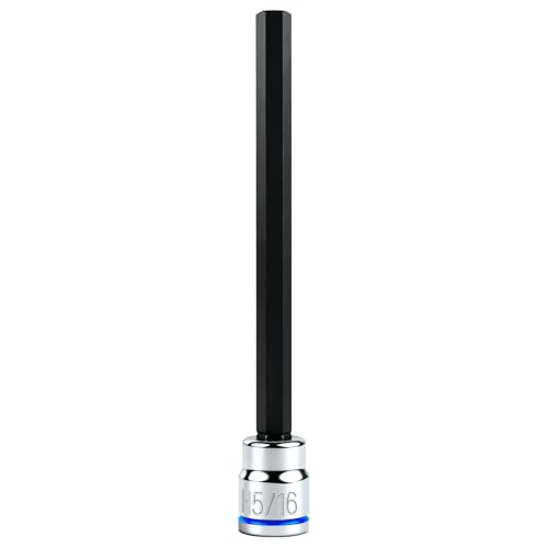Image of 3 /8 Inch Drive Long Hex Bit Socket, H5 /16, Full Polished, Premium CR-V & S2 Alloy Steel Head Made for Auto /Mechanical