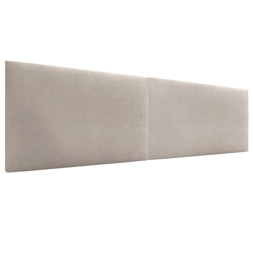 DHOME Cabecero de Polipiel o Tela Acualine Liso Dual Dividido en 2 Piezas Tapizado de Alta Gama Cabezal Tapizado Moderno (Tela Beige, 210cm Dual (Camas 200)) - imagen 2