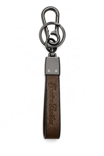 Image of Leather Strap Keychain, Embossed Logo Design, Durable Premium Key Ring for Bike Lovers & Gift Use