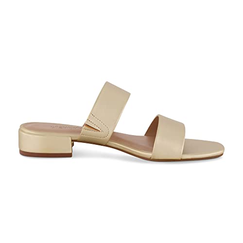 CUSHIONAIRE Women's Nolita two band low block heel slide sandal +Memory Foam and Wide Widths Available4