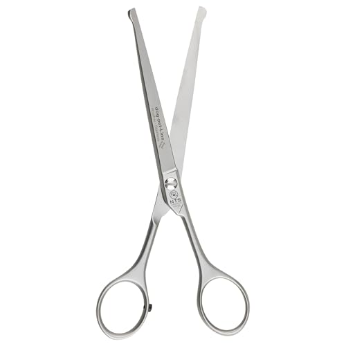 Hochwertige Hundeschere/Fellschere von NTS-Solingen 18 cm lang, matte & gebogene Ausführung, aus rostfreiem Edelstahl - Pfotenschere Hundefellschere Hundeschere mit Sicherheitsspitze